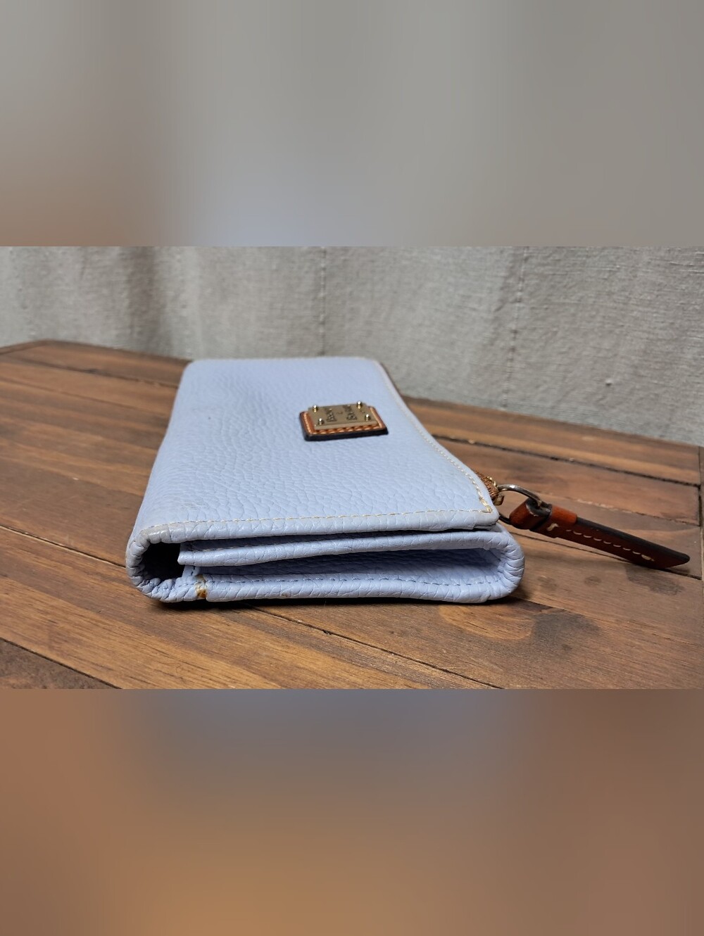 Dooney & Bourke Pebble Grain Folded Zip Wristlet Wallet - Glacier Blue - Picture 7 of 11